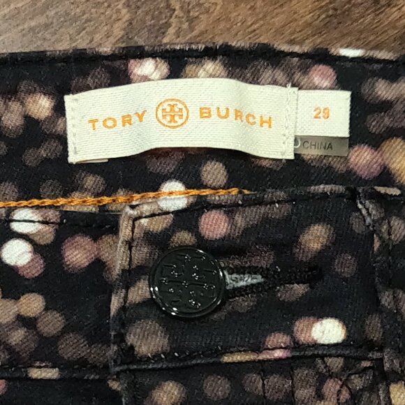 Tory Burch Black Flash Printed Skinny Ankle Jeans SIZE 29 - Picture 7 of 8
